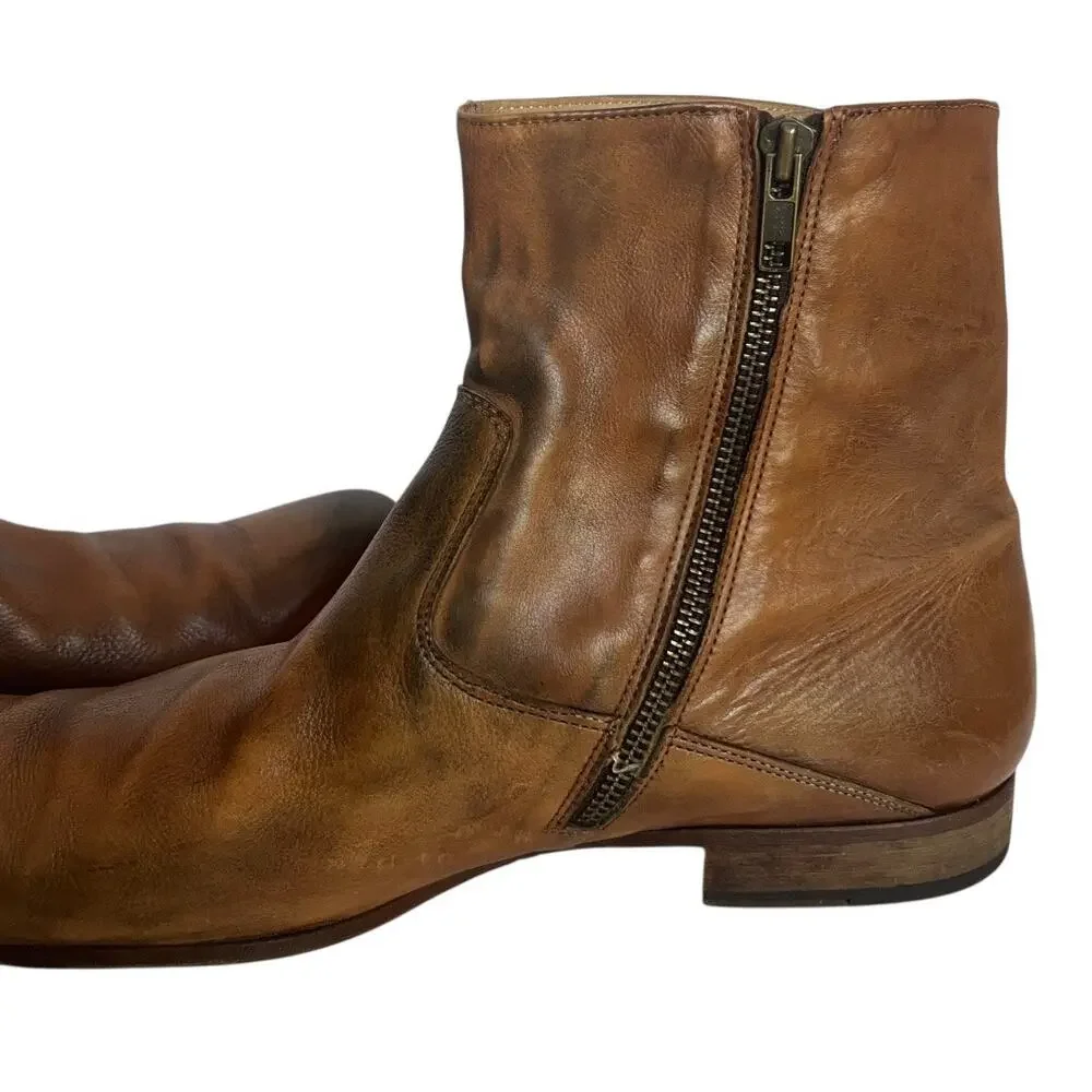 To Boot New York The Warhol Brown Leather Ankle Boots Size 12